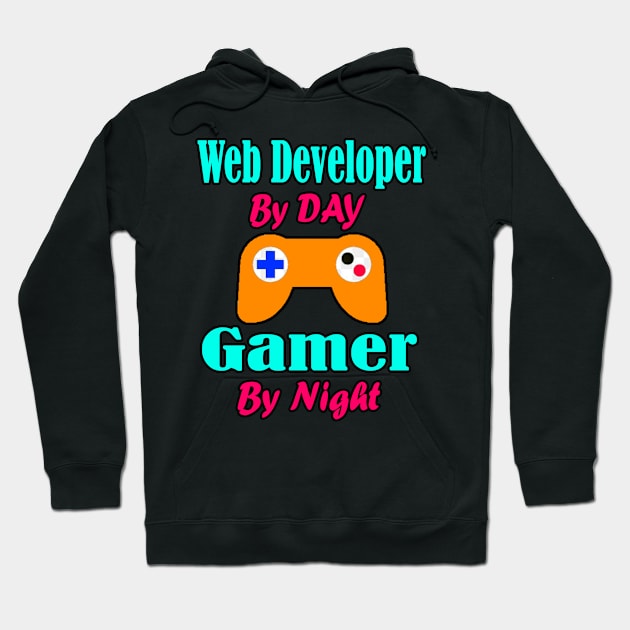 Web Developer By Day Gamer By Night Hoodie by Emma-shopping